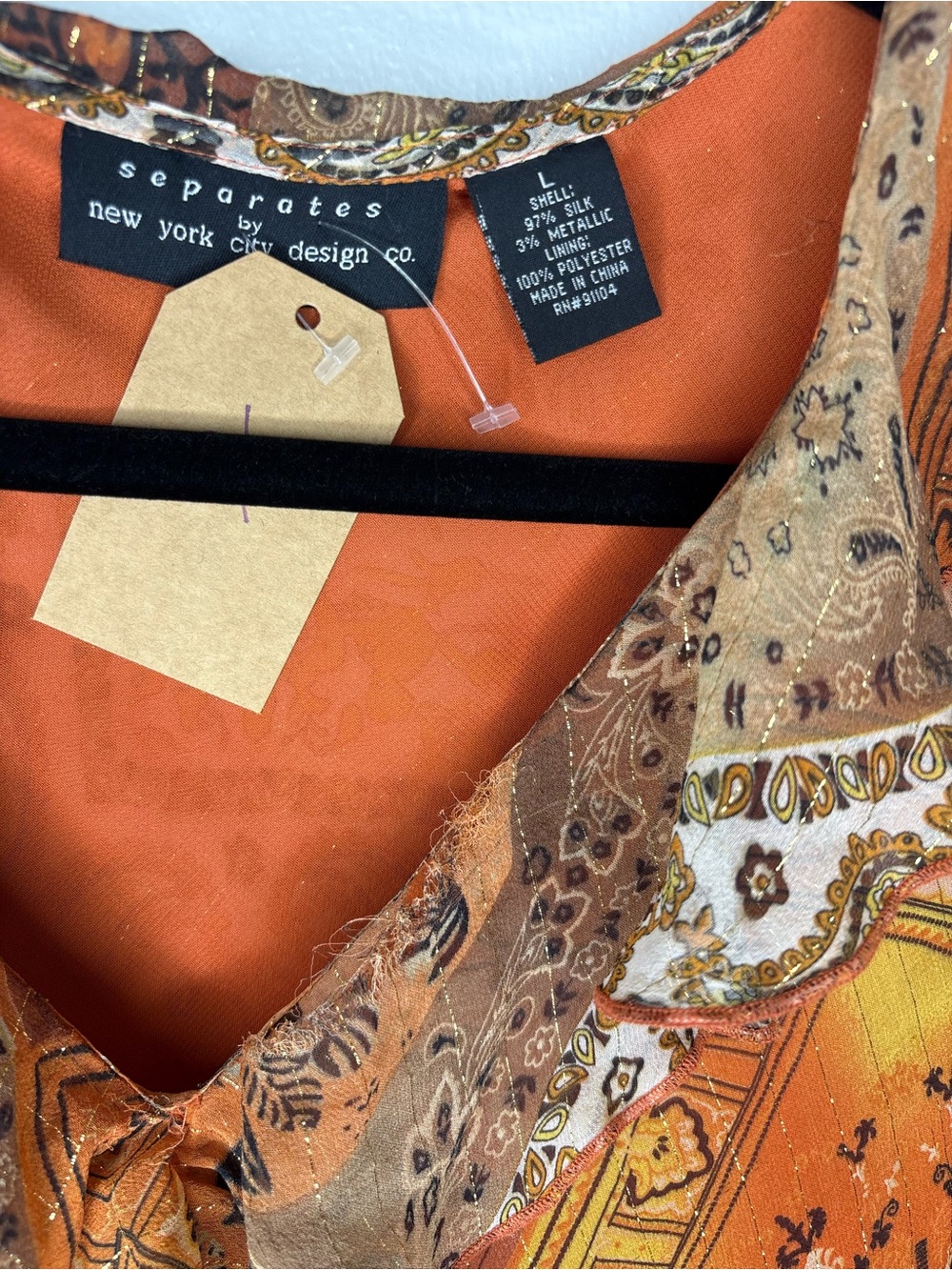 Boho Orange Patchwork Ruffle Blouse - Picture 3 of 3